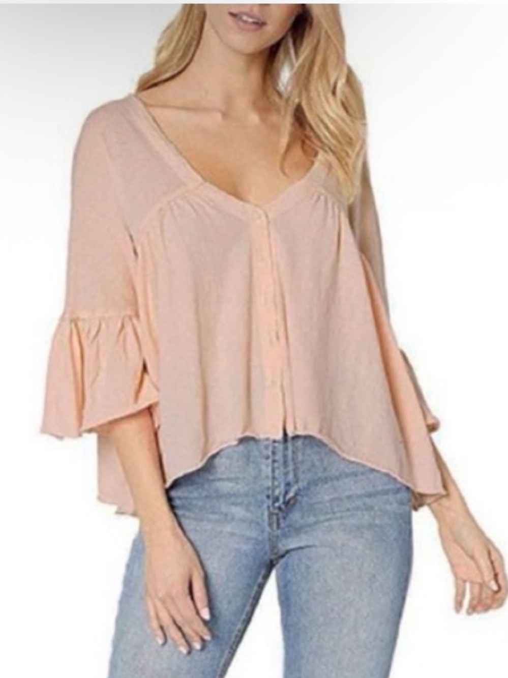 Free People We The Free Sweet Little Tee Flounce Sleeve Top